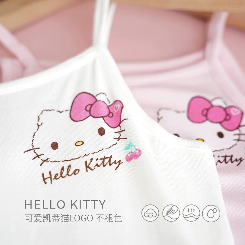 Hello Kitty, детская летняя тонкая базовая топ с чашечками для учеников, коллекция 2023