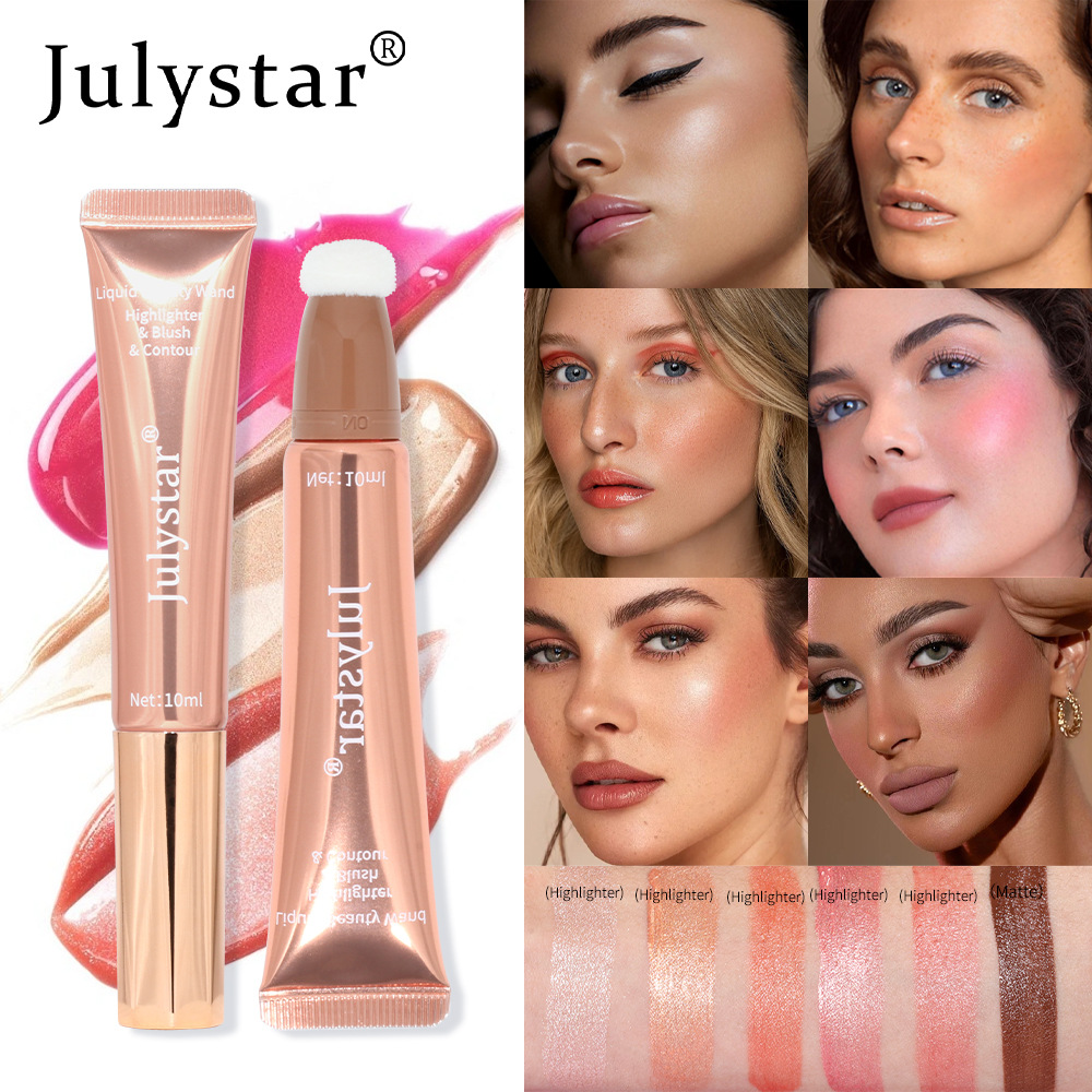 Cross-border liquid blush Highlighter contouring pen Pearlescent fine Shimmering matte beauty stick Natural brightening cushion Blush stick undefined