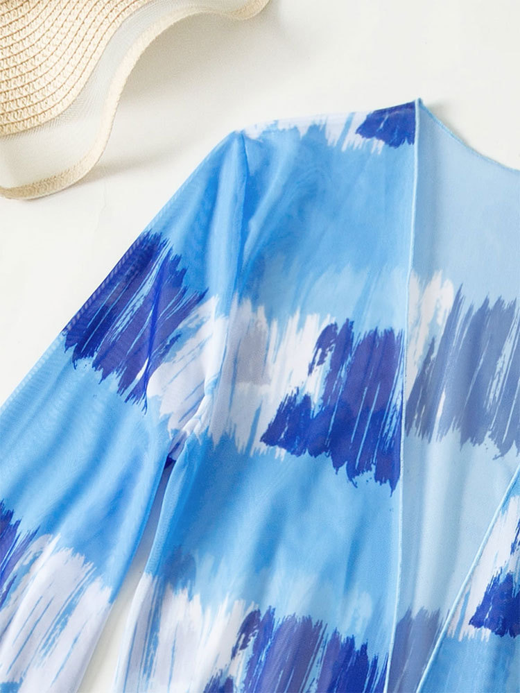 Nieuwe, bedrukte, zonwerende strandstalen driedelige set met meerkleurige cover-up, mesh bikinizwempak_voghion.com