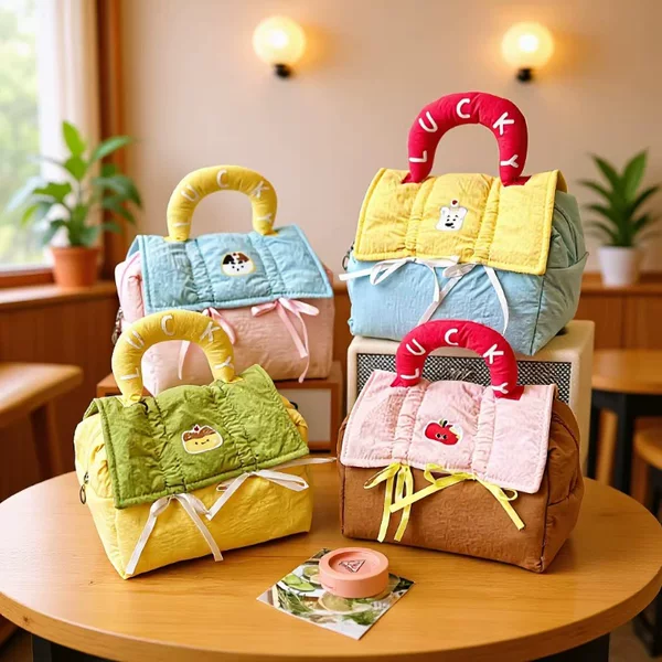 New Style Ribbon Small House Cosmetic Bag, Souvenir Mini Portable Storage Bag, Cute Cartoon Style Toiletry Bag
