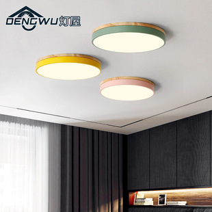 Macaron Bedroom Round Wooden Ceiling Lamp Corridor Aisle Entrance Nordic Style Creative Balcony Simple Modern