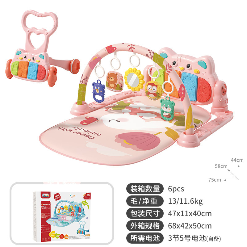 Baby 2 en 1 gimnasio caminante juguetes para bebés recién nacidos música pedal para aprender a caminar combinación de carro