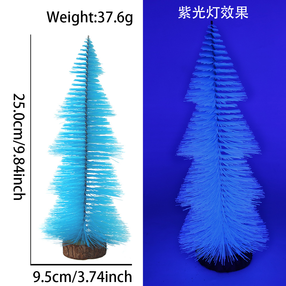 Decoración de escritorio de árbol de Navidad mini color tazo de Navidad ventana decoración micro paisaje PVC pino fluorescente