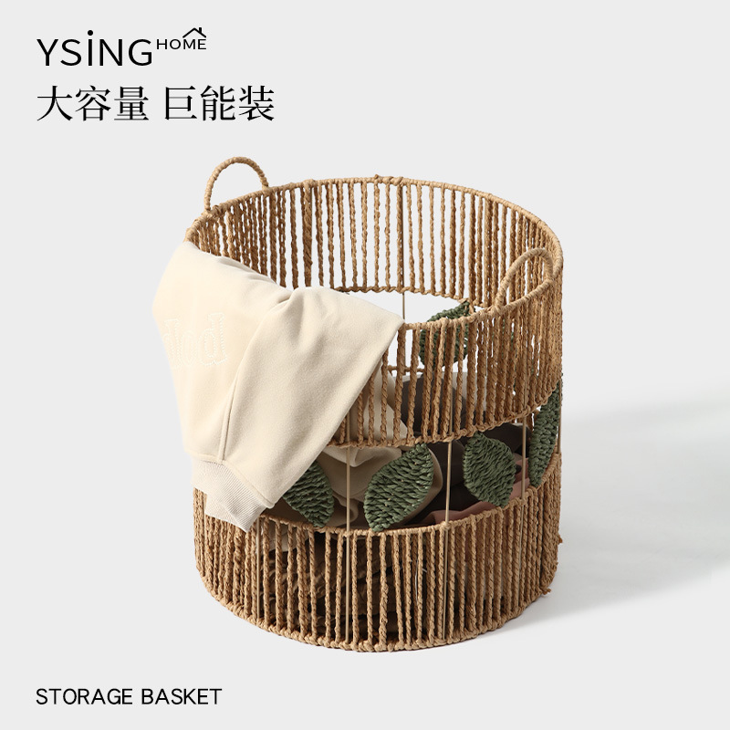 脏衣篓家用脏衣服仿藤编收纳筐手工编织大容量酒店卧室浴室脏衣篮|undefined