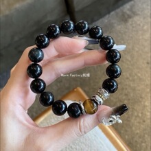 （附证书）天然黑曜石手链男女国风设计黑金悟空同款手串招财鉴定