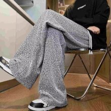 跨境秋冬阔腿休闲裤男2025新款高级感潮牌宽松百搭显瘦直筒休闲裤