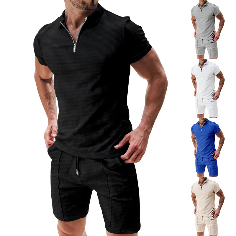455g Weight Short Sleeve Sleeve Length Polyester Fabric Type Shorts Sets Sets Type 2 Pieces Set Quantity Casual, Daily, Sports Occasion Turndown Neckline Regular Fit Fit Type Solid Color Pattern Summer Season Men's Gender Basic Style Men's Solid Color Basic Turndown Short Sleeve Regular Fit Men's Sets 9
