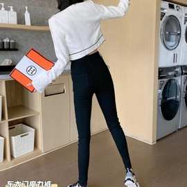 韩国东大门魔力裤1.0高弹力外穿紧身显瘦小黑裤大牌风小脚魔术裤