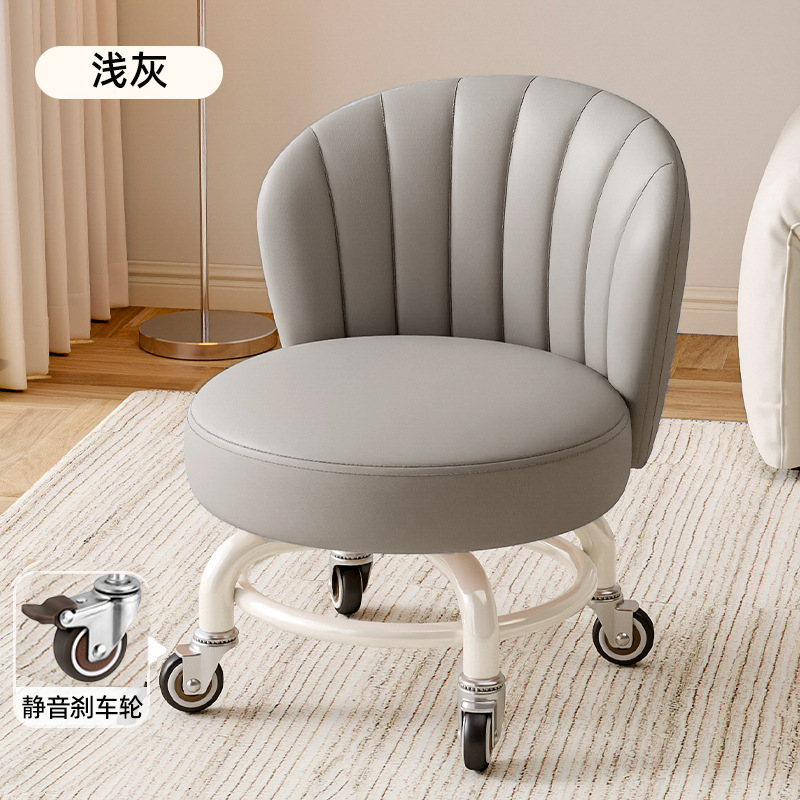Rueda universal móvil pequeño taburete giratorio con respaldo taburete con polea para bebés pequeños taburete bajo para cambiar zapatos taburete simple antideslizante image 9