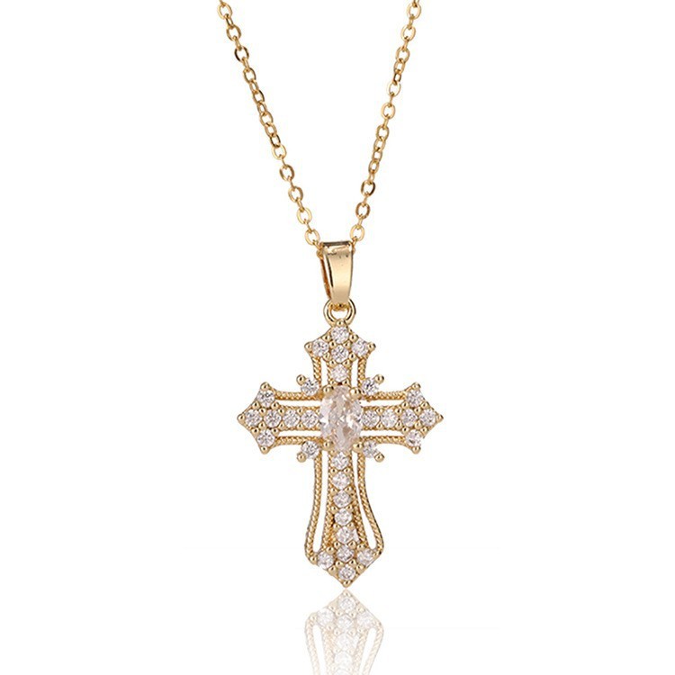 ヨーロッパとアメリカのクロスボーダー 18k ゴールドフィルド ins レトロパンクネックレスペンダントジルコン鎖骨チェーンアクセサリー在庫卸売|undefined