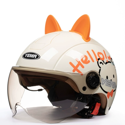 Four Seasons Universal Electric Battery: Motosiklet dəbilqələri - one-size-fits-all-khaki-cat-orange-ears-w-comes-with-heattech-ear-protection-detachable
