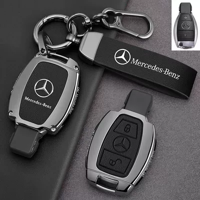 Cover 25 Models Glb220 Car – Car key bag - leather-texture-style-b-2-button-leather-texture-piano-black-lanyard-clasp