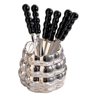Entry Luxury Stainless Steel Fruit Fork Household High-end Dessert Small Fork and Spoon Storage Cans suit Children's Safety Fruit Sign