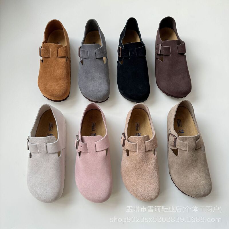 【All-Inclusive Shipping】Sangpo Cork Birkenstock Shoes for Women 2024 Spring and Autumn Slip-On Lazy Shoes with Closed Toe, Lightweight and Comfortable
