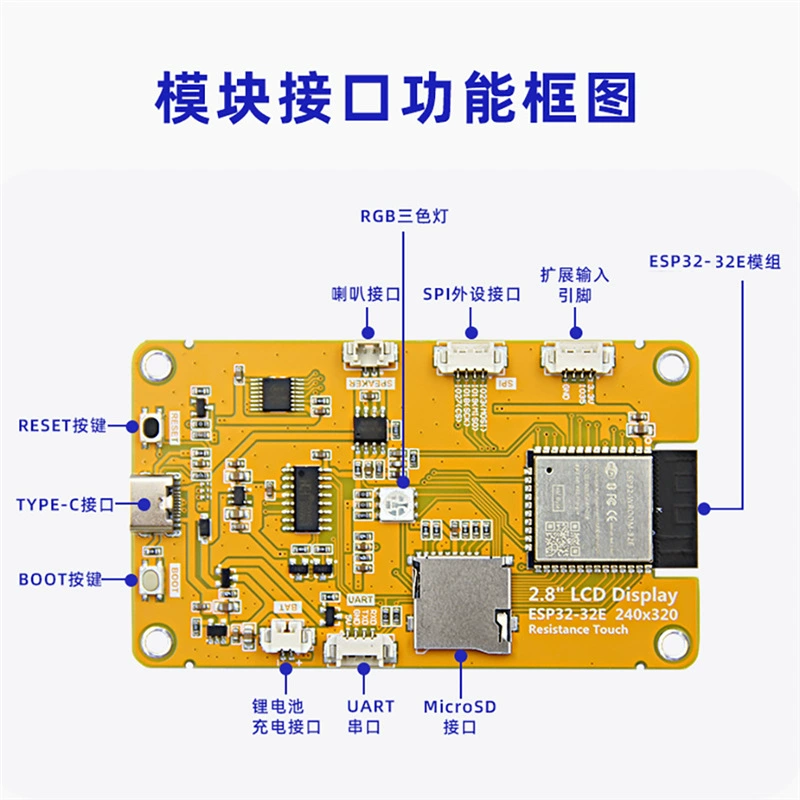 Дисплей TFT 2.8 дюйма с ESP32 разработческая плата WiFi Bluetooth 240*320 сенсорный экран LVGL