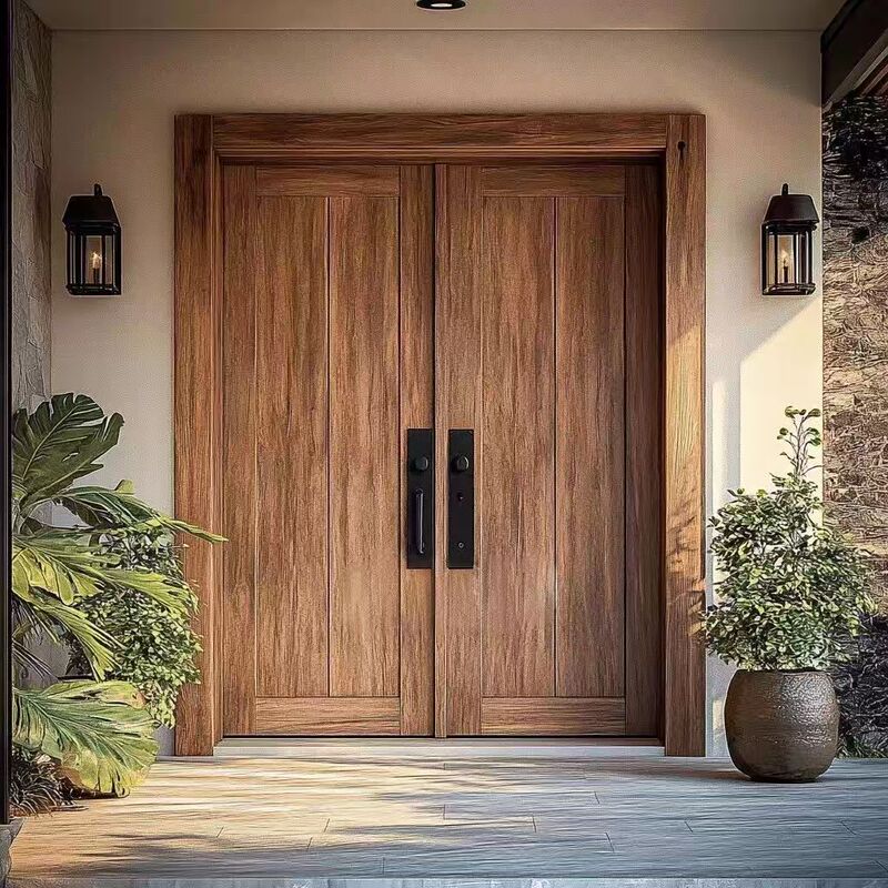 Chinese Antique-Style Double-Door Villa Courtyard Gate, Rural Self-Built House Gate, Simple Homestay Solid Wood Entrance Door