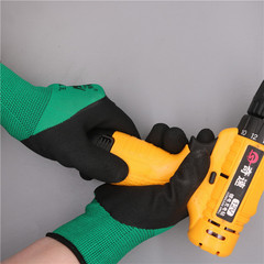 勞保手套尼龍橡膠乳膠發泡浸膠耐磨防滑工地用工作幹活手套批發