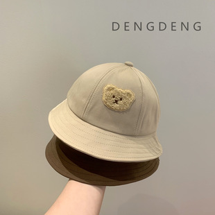 Spring baby fisherman hat baby bear all-match sun hat for boys and girls cute summer thin basin hat for children
