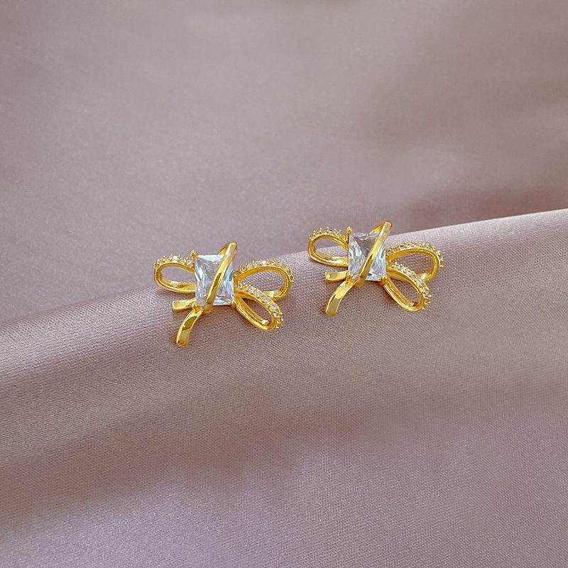 Schleifen Halskette Und Ohrringe Set Luxus Temperament Schmuck_voghion.com