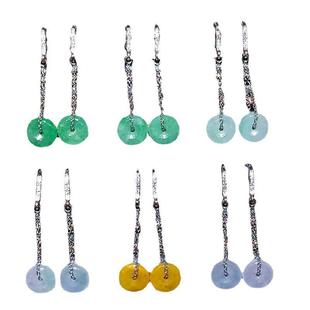 Myanmar Natural Jade Earrings Women Ping An Buckle Flat Buckle Gourd Jade Earrings 925 Silver Earrings Earrings Women Wholesale