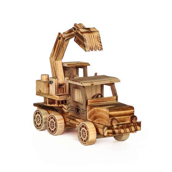 【木の車シリーズ】木のカラーの工事車の模型の木の車の型の子供のおもちゃの装飾の置物|undefined