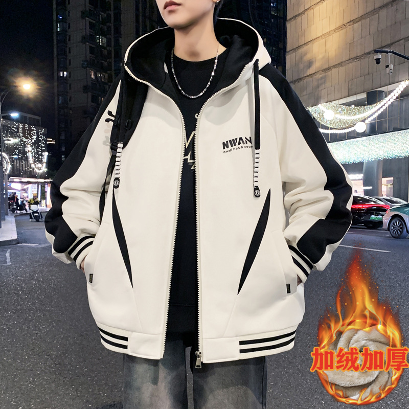 2025 Autumn and Winter New Youth Velvet Thickened Jacket Boys Loose Hong Kong Style Trendy Student Baseball Uniform Jacket