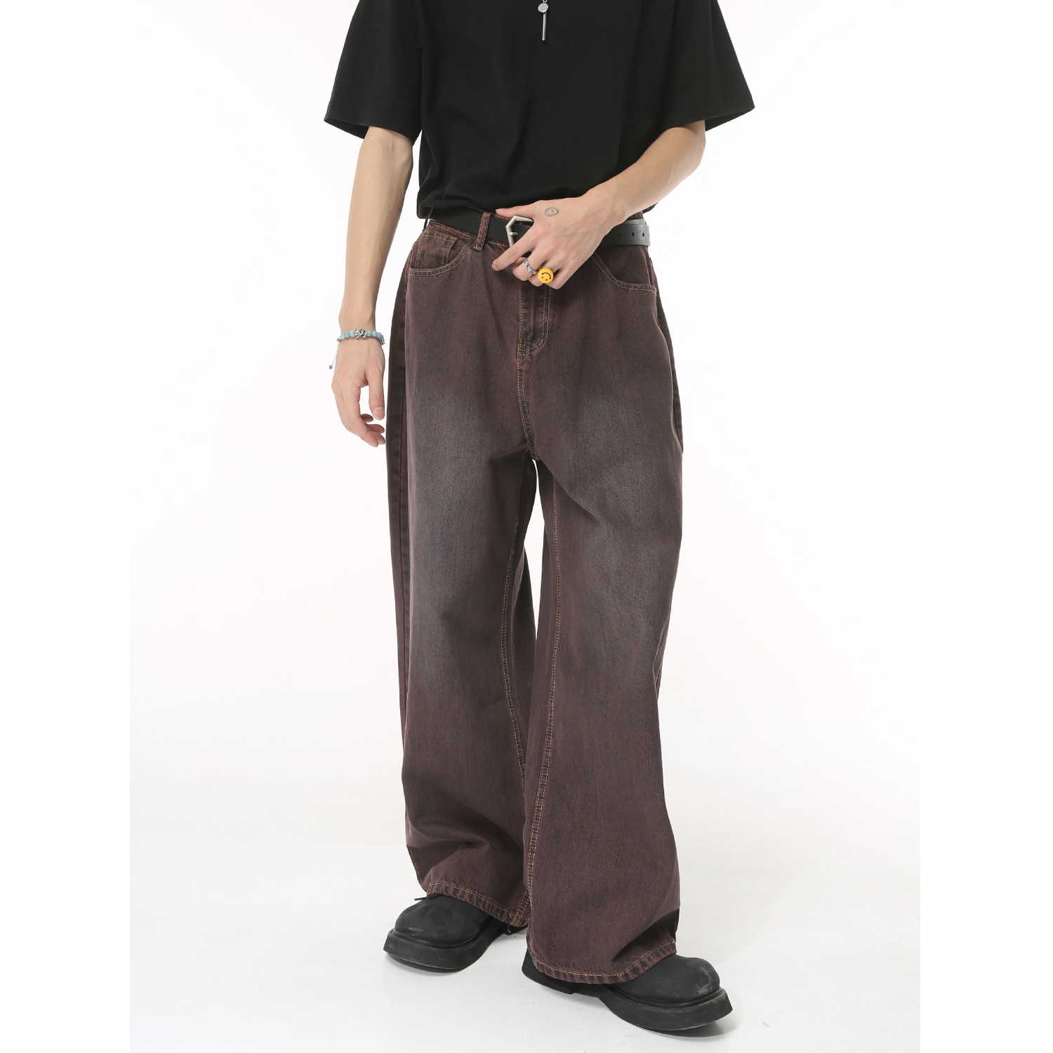 Ropa de hombre MTLClothes | 2023 nuevo simple básico recto suelto nicho ins púrpura jeans