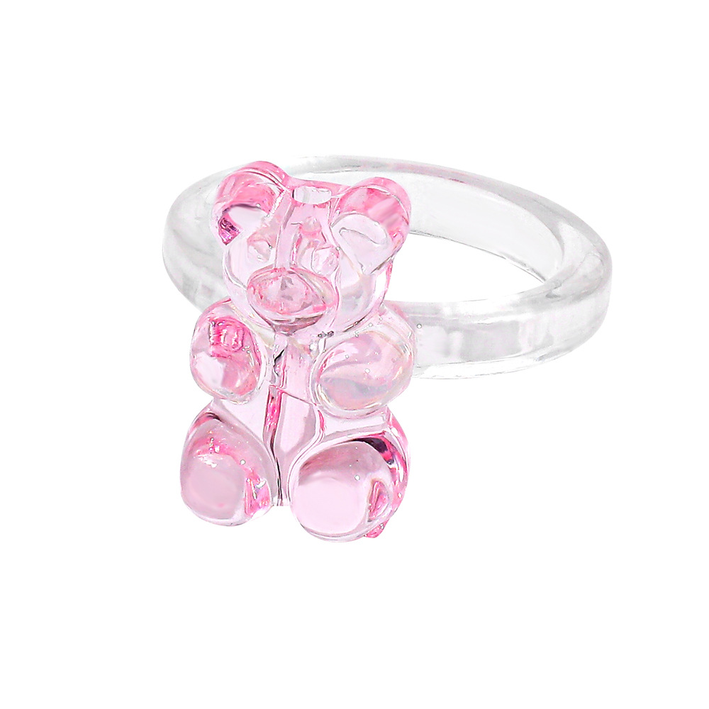 Korean Macaron Transparent Colored Bear Ring Wholesale display picture 5