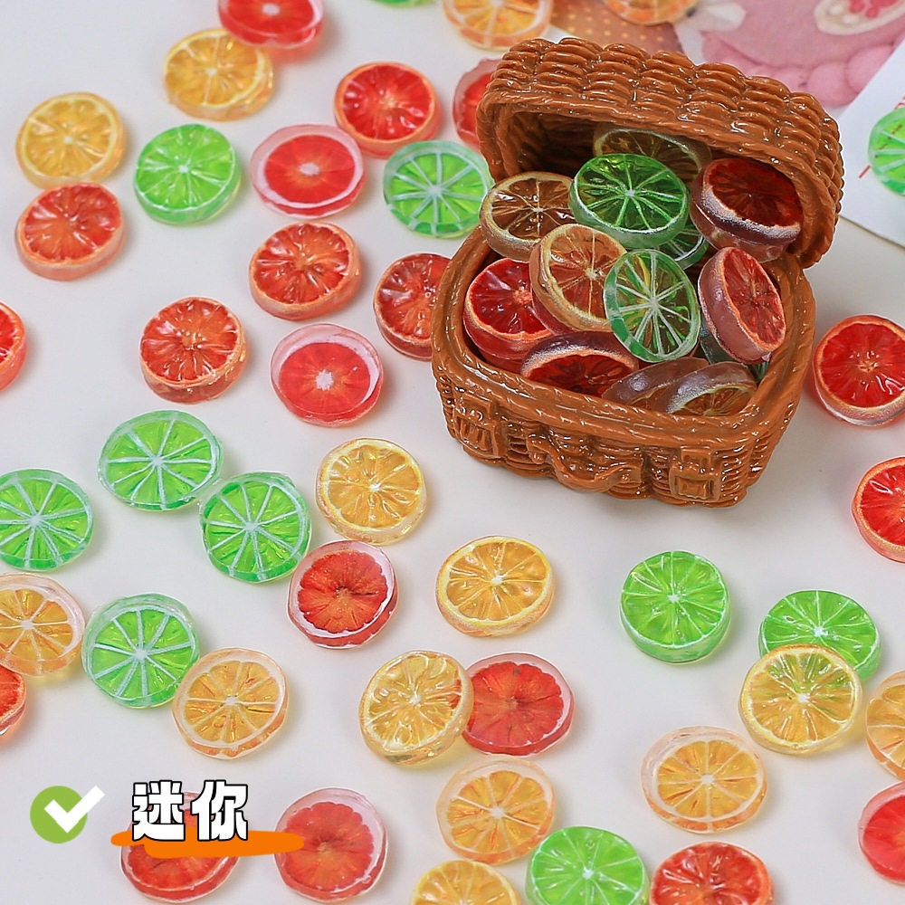 Mini Food Toy Lemon Slices Creative Handmade DIY Jewelry Nail Art Accessories Cream Glue Resin Accessories Material Package