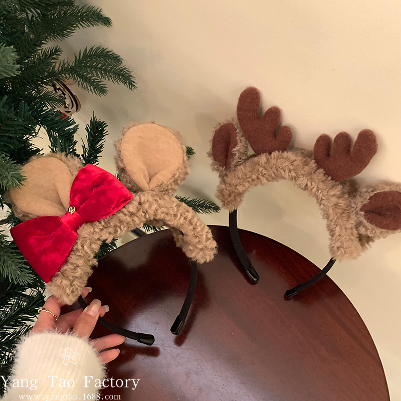 2025 Año Nuevo Pequeño conejo arco peluche banda de pelo Año Nuevo lindo conejo vestido accesorios de fotos joyas para el pelo
