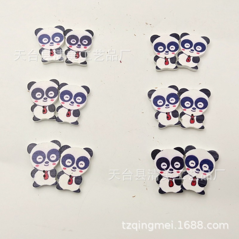 22*30mm fondo blanco de madera de dibujos animados panda botones de madera 4mm grueso decoración de madera panda 20 piezas en un paquete
