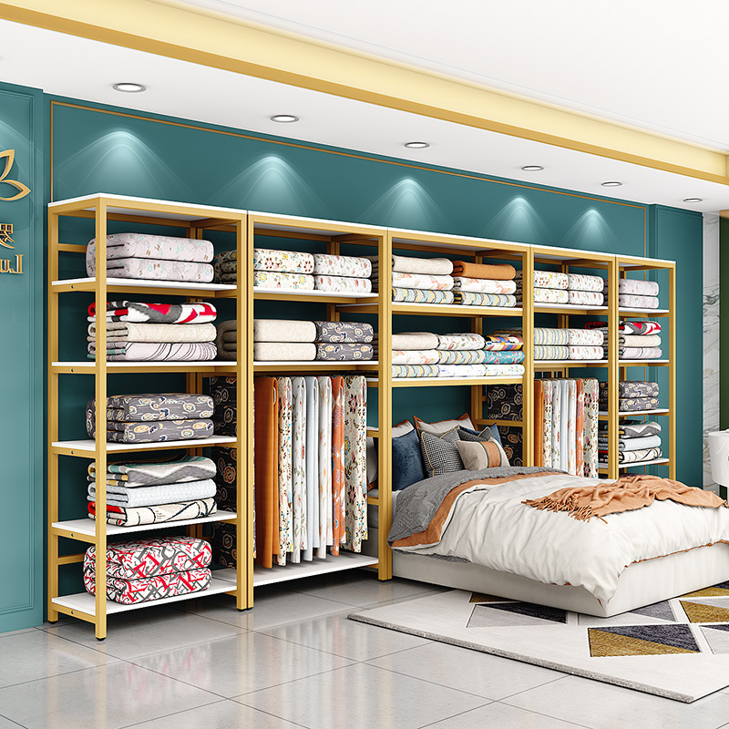 家紡店床上用品貨架展示架四件套置物架被芯被子枕頭布料展架鋼木