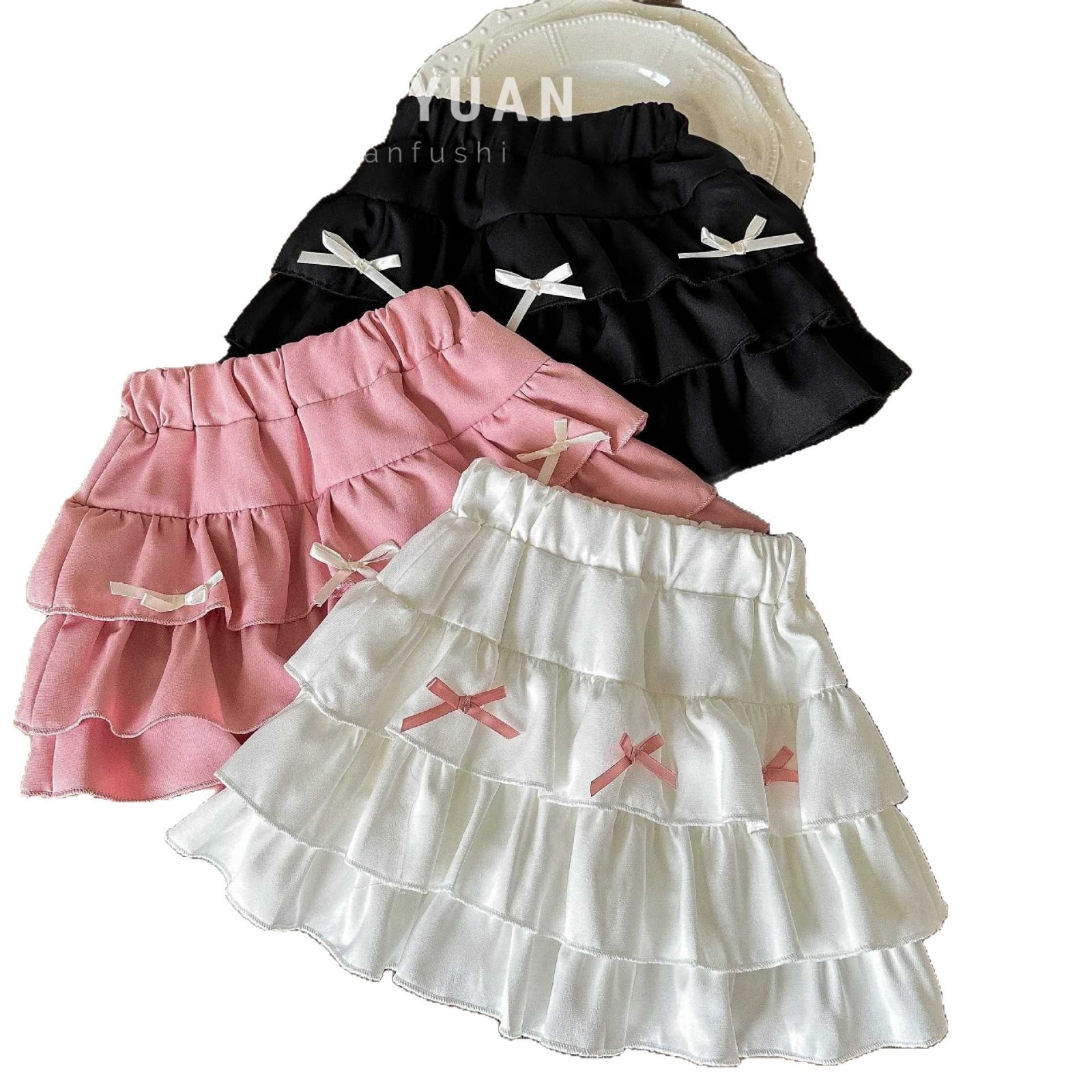 Estrella infantil, artefacto redondo de todo fósforo, falda de pastel para niñas, falda de todo fósforo de estilo occidental de verano, falda de media longitud de color sólido de verano, marea