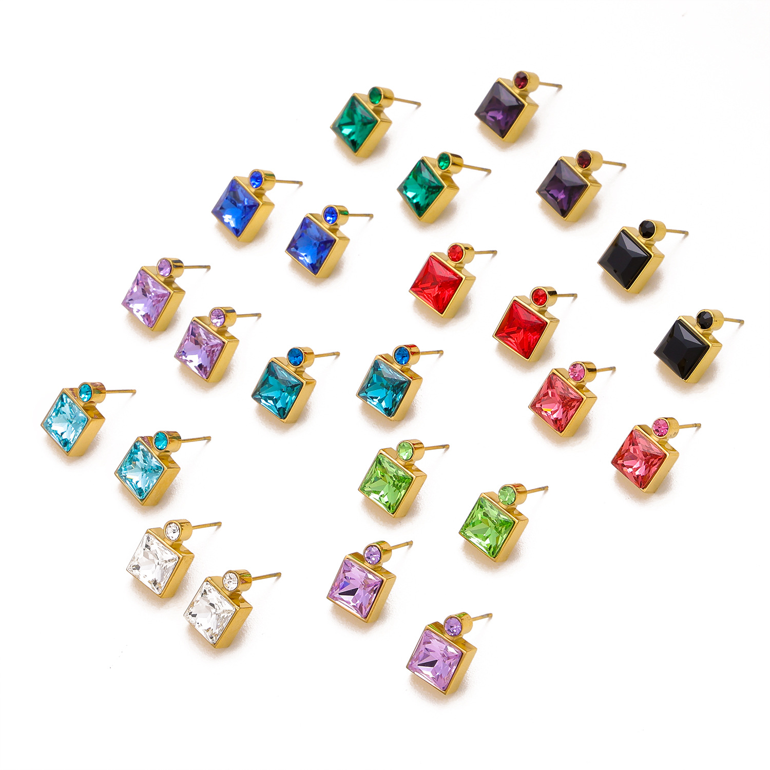 5g Weight Titanium Steel Ear Needle Material Zircon Inlay Material Ear Studs Classification 1 Pair Quantity Holiday, Daily Occasion Titanium Steel Material Square Pattern Women's Gender Plating Design Basic, Modern Style, Classic Style Style 1 Pair Basic Modern Style Classic Style Square Plating Titanium Steel Zircon Ear Studs 1