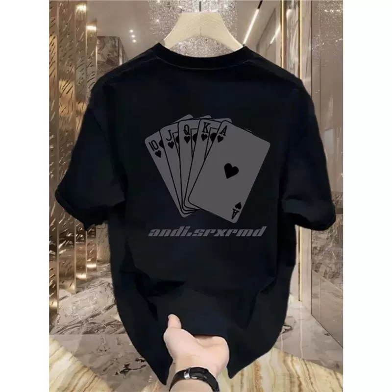 2025 летняя новая популярная тяжелая футболка с короткими рукавами и принтом, повседневные мужские топы с круглым вырезом, модные универсальные мужские топы