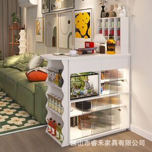 Bar Sideboard Integrated Solid Wood Japanese Style Retractable Folding Dining Table Narrow Island Table Home Living Room Partition Cabinet