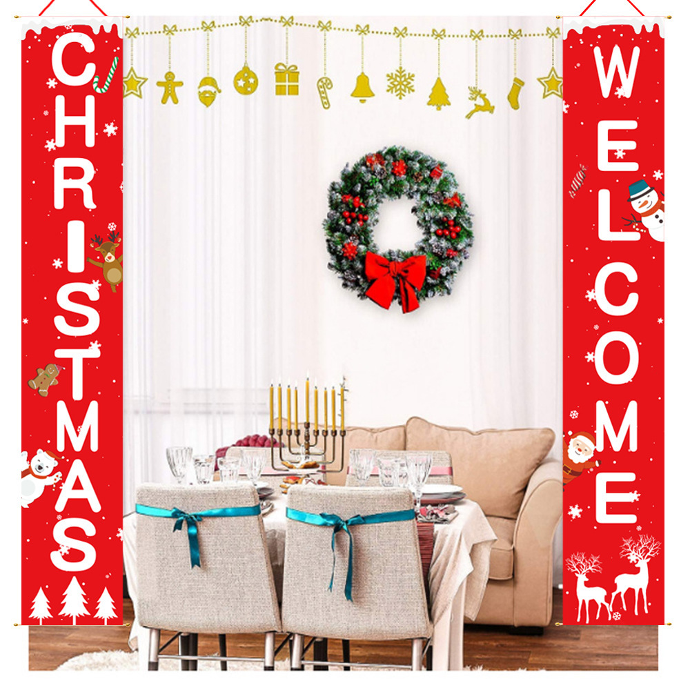 Christmas New Non-woven Christmas Couplet Christmas Banner Party Decoration Door Curtain Flag Holiday Decoration_voghion.com