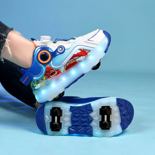 Cross-Border Supply Factory Direct Sales Four-Wheel Heelys Shoes for Children, Four-Wheel Roller Skating Shoes for Boys and Girls, Flying Shoes