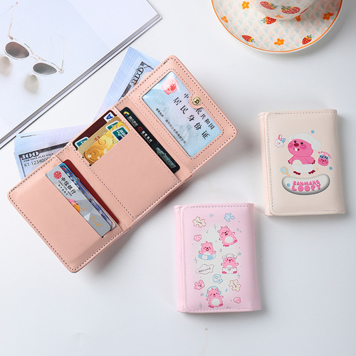 Puppy tri-fold wallet for women with big ears dog card holder student high-looking cute cartoon ID small wallet