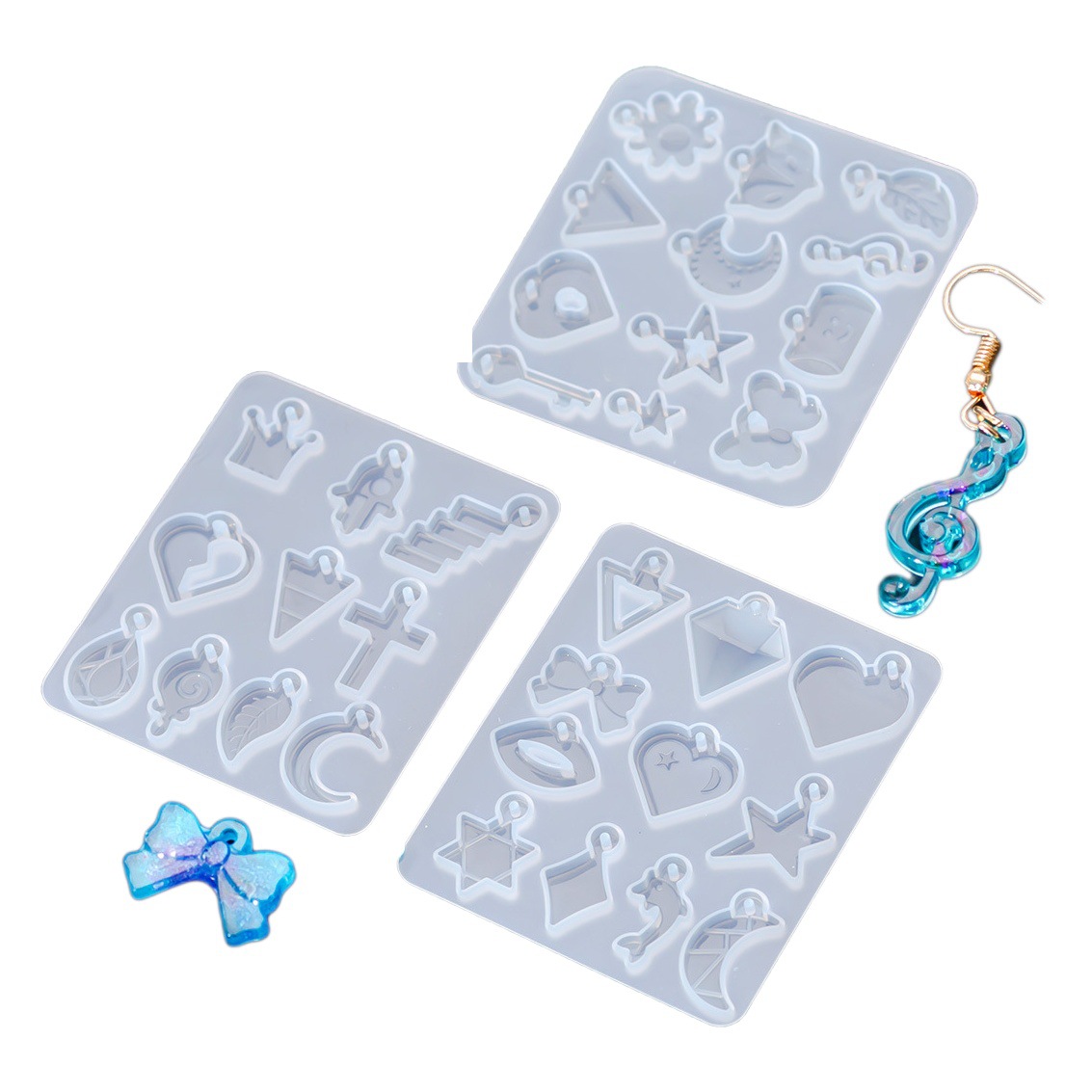 Diy resina cristal pegamento mariposa colgante abrasivo corazón pendientes silicona molde joyería hecha a mano