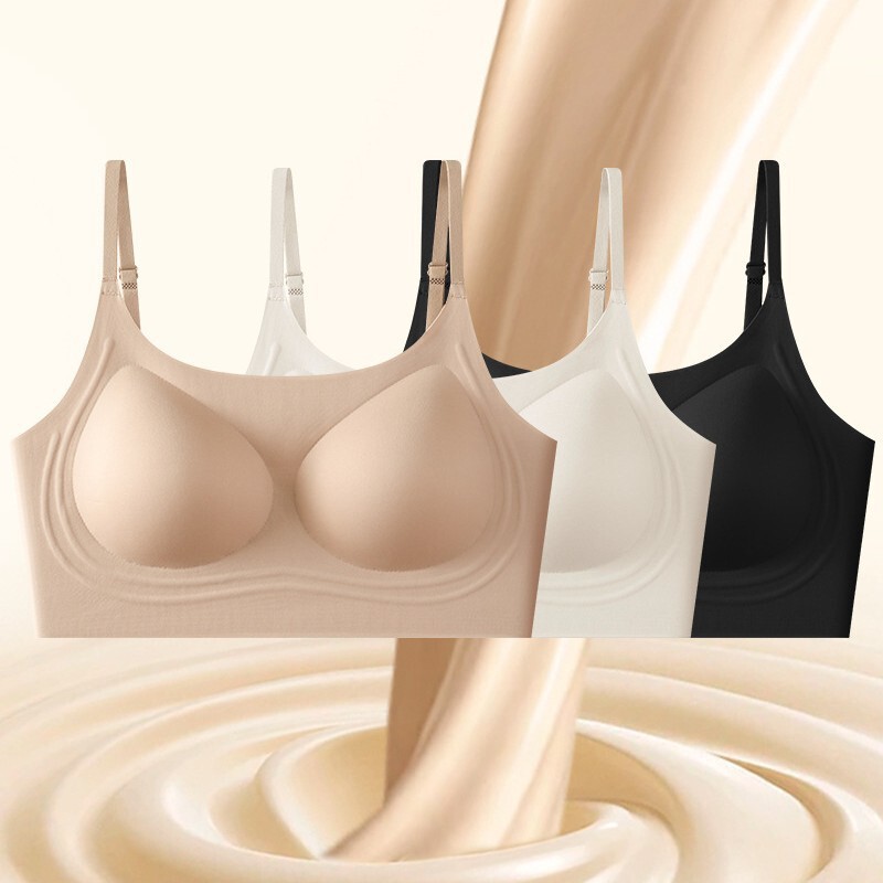 Seamless Liquid Foundation Invisible Comfortable Vest Underwear Women's Breast-Retracting Soft Support Top-Up Sports Bra Without Rims