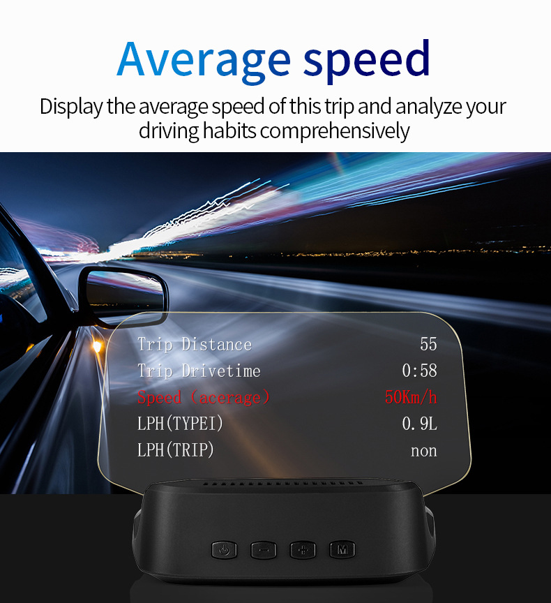 Car HUD Head-Up Display GPS Overspeed Alarm Mileage Statistics Head-Up Display High-Definition Multifunctional Instrument