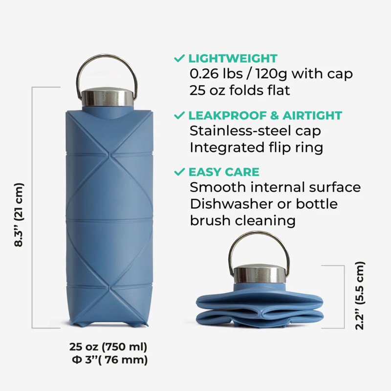 Silicona plegable Copa retráctil Copa compresión deportes viaje portátil botella de agua con mango taza de agua al aire libre Nuevo