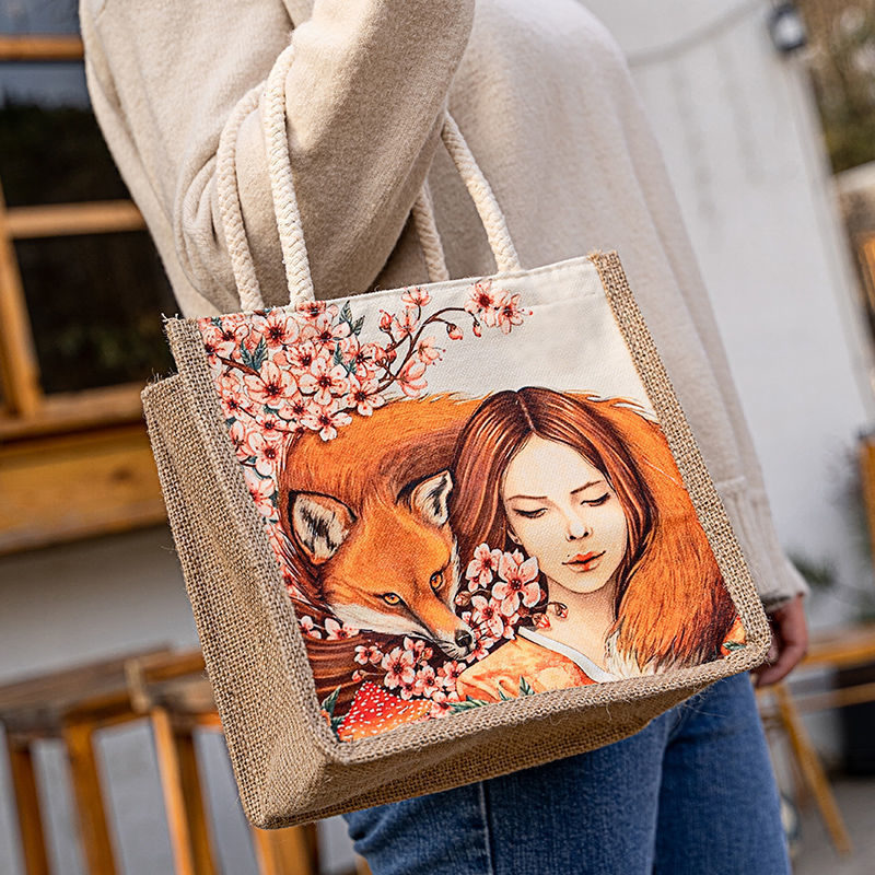 Capacious cartoon cute Japanese handheld ecological shopping bag