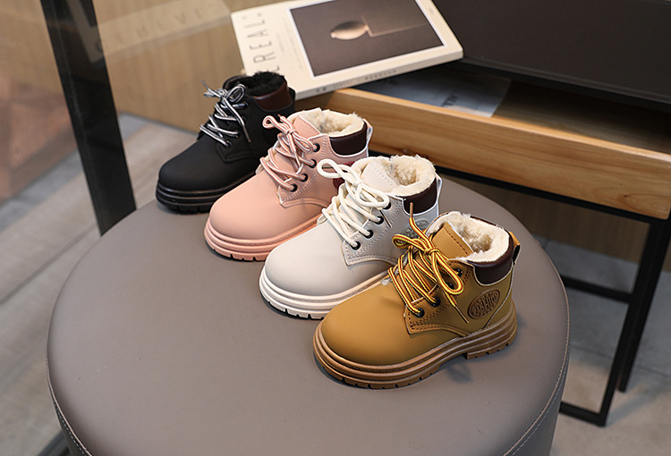 Winter New Children's Snow Boots with Plush and Warm Cotton Shoes for Boys, Yellow Boots for Girls, Martins Boots_voghion.com