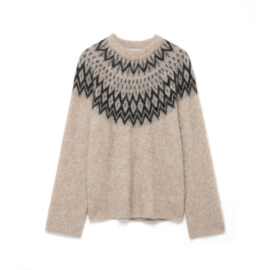 外贸批发秋季新款欧美风滑雪系列羊驼毛提花针织衫5755023