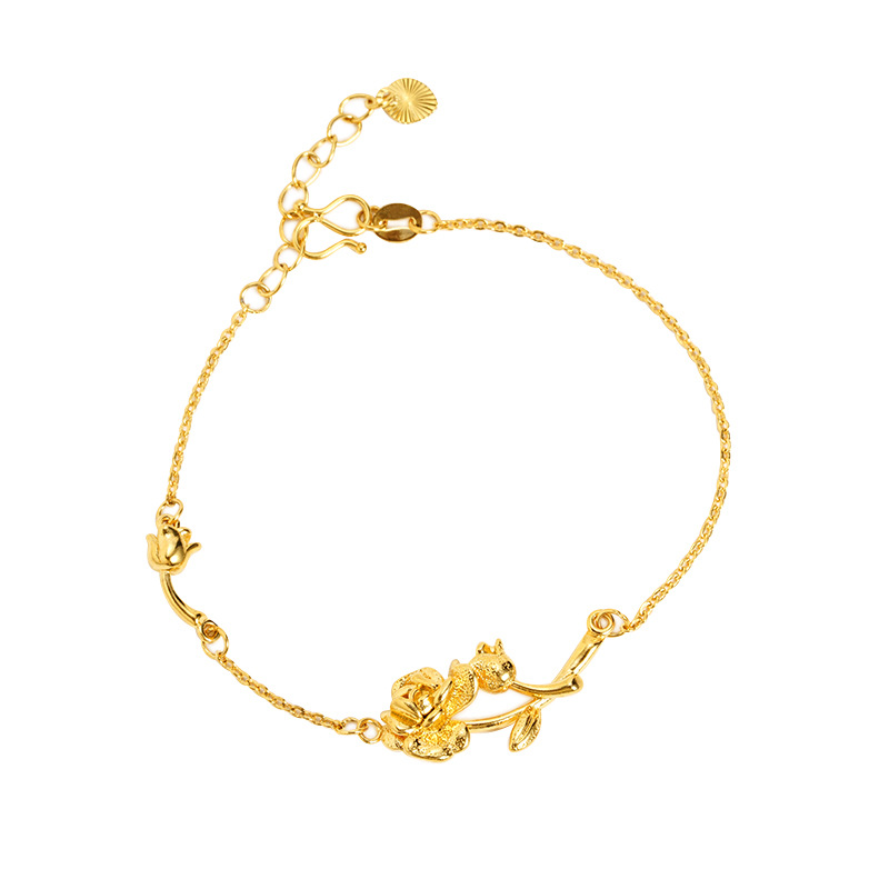 Antiguo oro vietnamita lujo ligero de lujo alto sentido romántico pulsera rosa simple para mujeres no se desvanece el suministro de joyas