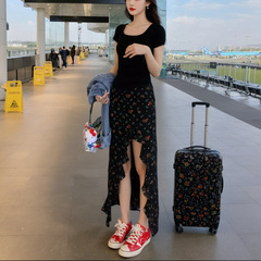 AI図の小さい花の不規則なハスの葉の辺の半身のスカートの女性の夏の開叉のレースのスカートはスカートを設計します。
