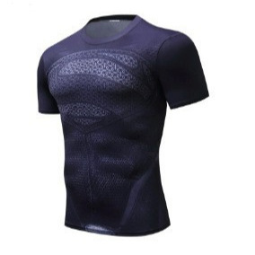 Qianxiong 3D Printed Aliexpress Short-Sleeved Men's T-Shirt Batman High-Elastic Fitness Bodysuit Sports Quick-Drying Clothing