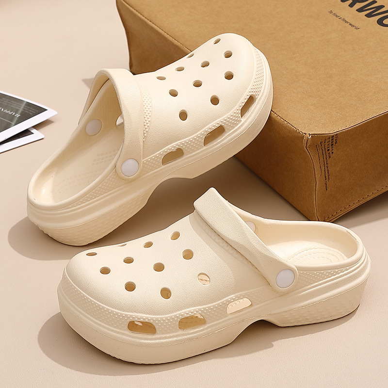 Women's Croc Shoes Puff Couple Style Thick-Soled Indoor and Outdoor 2025 Spring/Summer Closed-Toe Dual-Wear Sandals Cloud Shoes